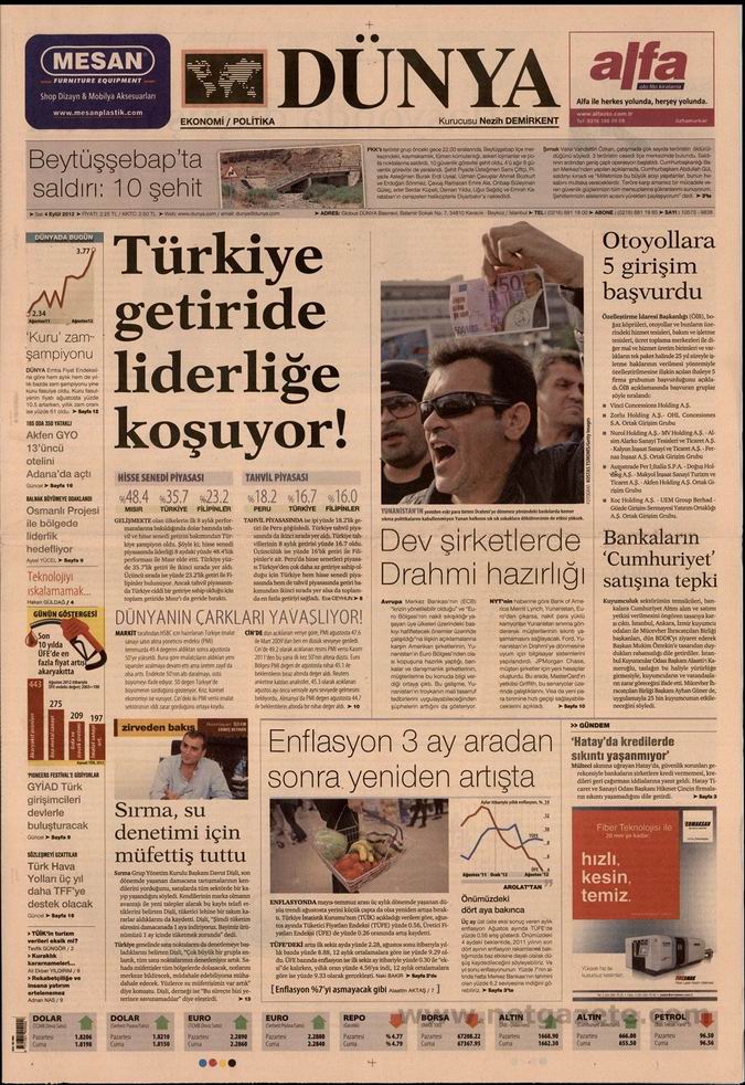 Gazete Manşetleri - 4 Eylül Salı 22