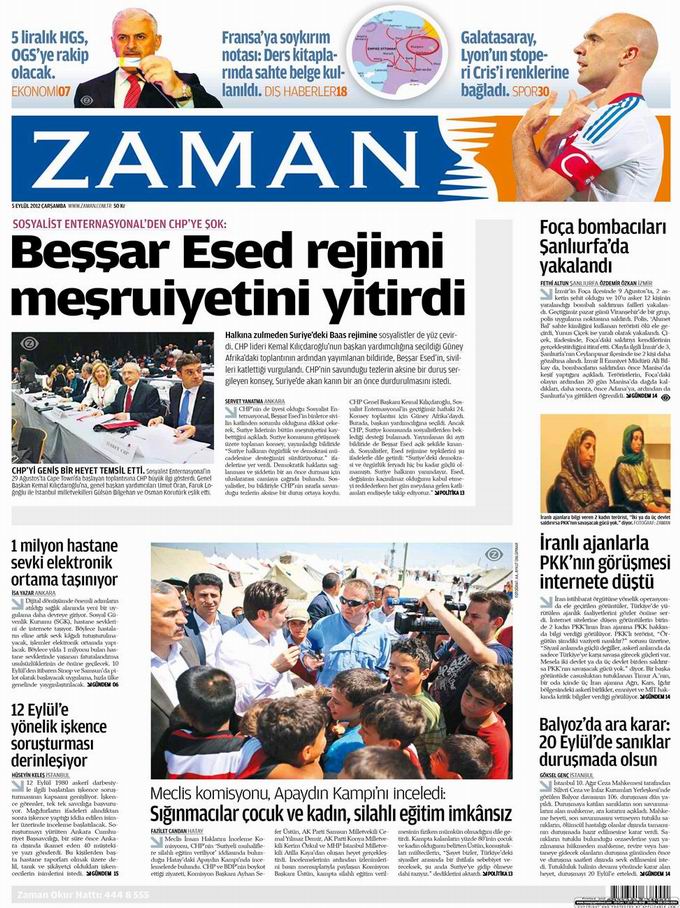 Gazete Manşetleri - 5 Eylül Çarşamba 1