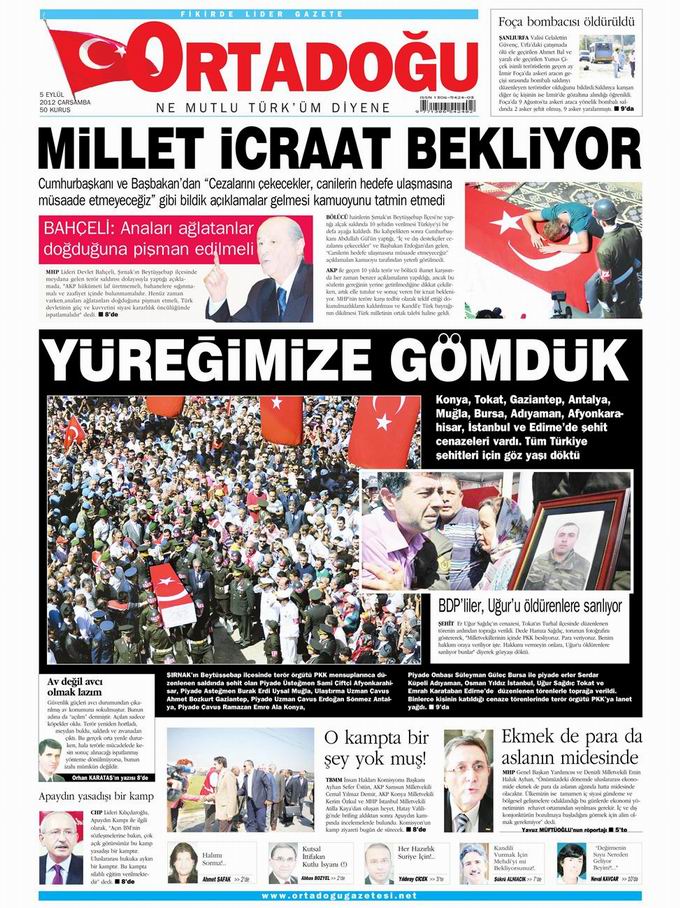 Gazete Manşetleri - 5 Eylül Çarşamba 14