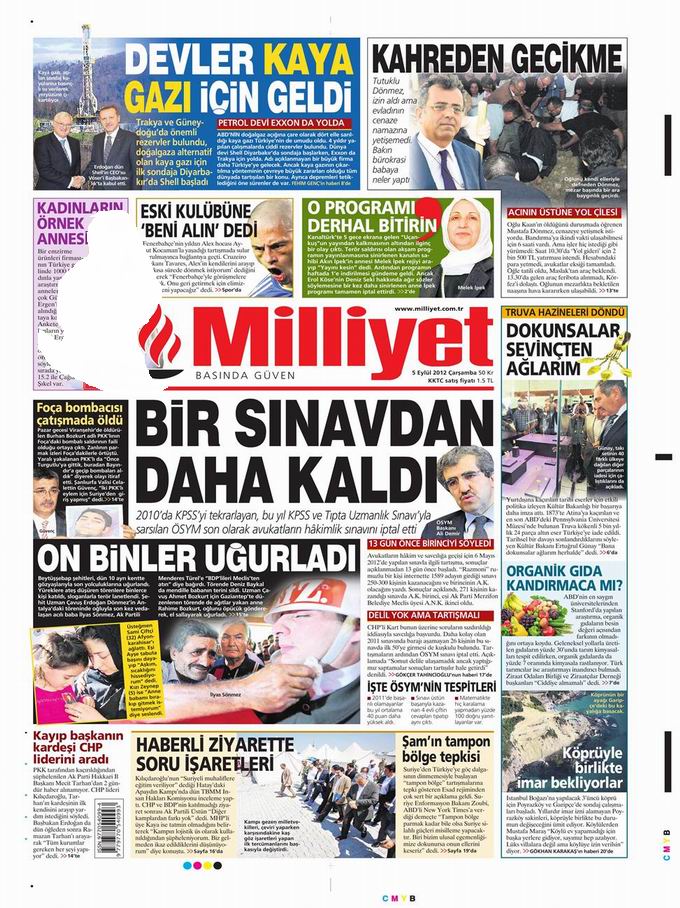 Gazete Manşetleri - 5 Eylül Çarşamba 15