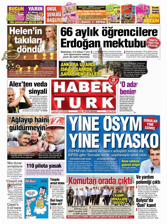 Gazete Manşetleri - 5 Eylül Çarşamba 18