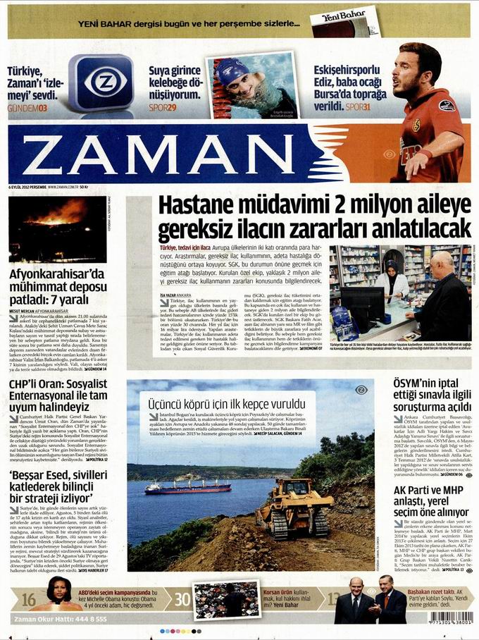 Gazete Manşetleri - 6 Eylül Perşembe 1