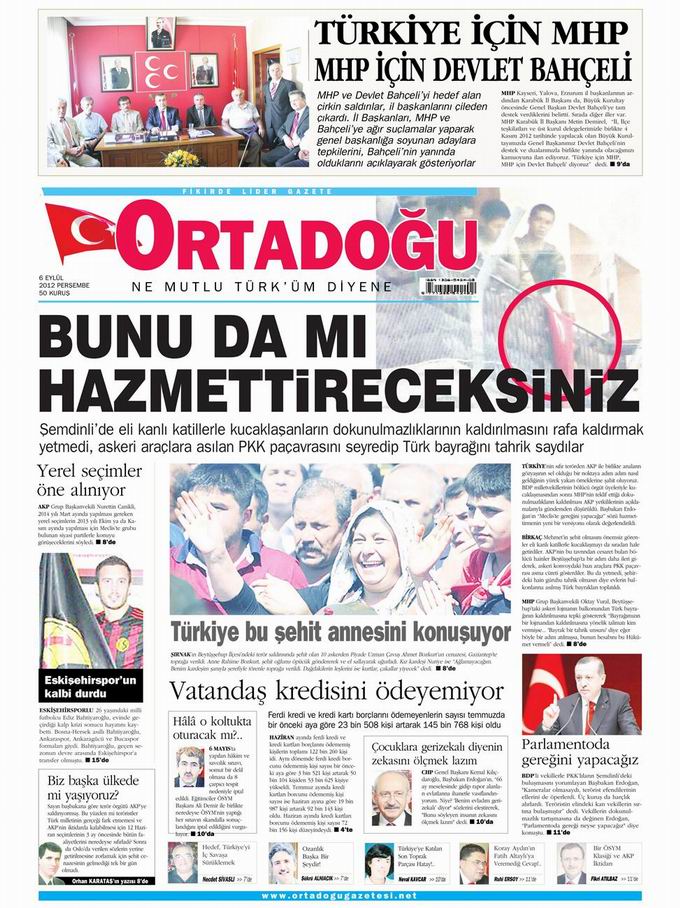 Gazete Manşetleri - 6 Eylül Perşembe 14