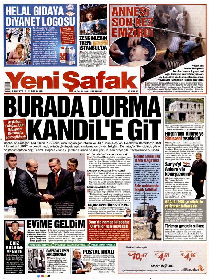 Gazete Manşetleri - 6 Eylül Perşembe 2