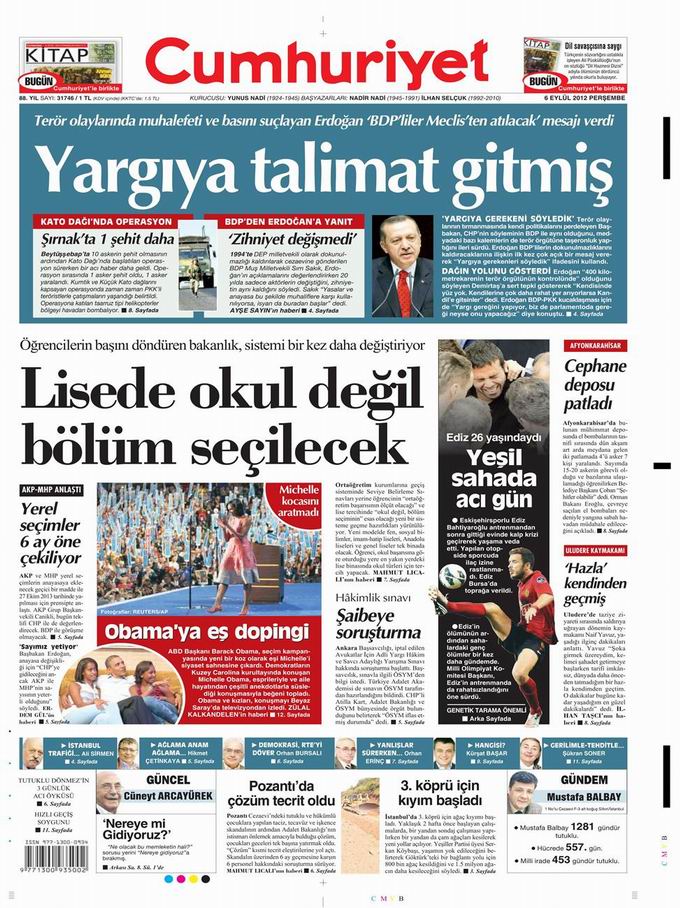 Gazete Manşetleri - 6 Eylül Perşembe 22