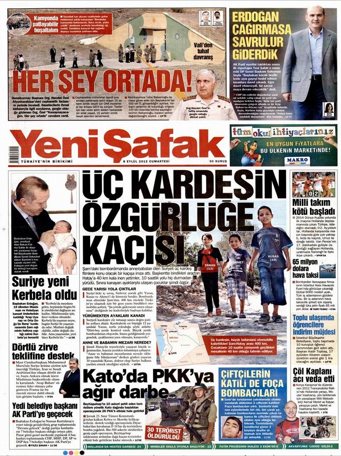Gazete Manşetleri - 8 Eylül Cumartesi 2