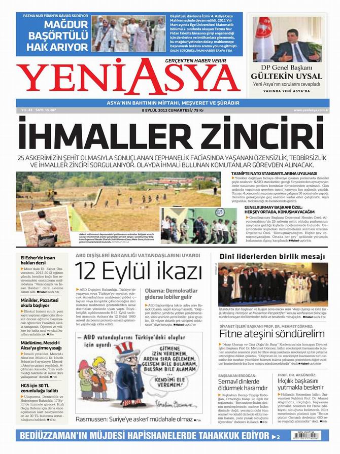 Gazete Manşetleri - 8 Eylül Cumartesi 3