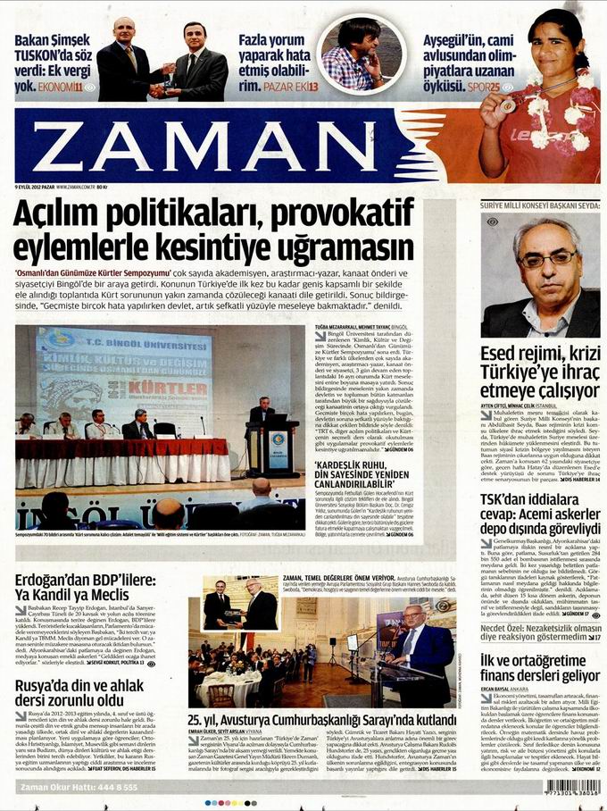Gazete Manşetleri - 9 Eylül Pazar 1