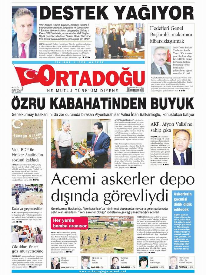 Gazete Manşetleri - 9 Eylül Pazar 13