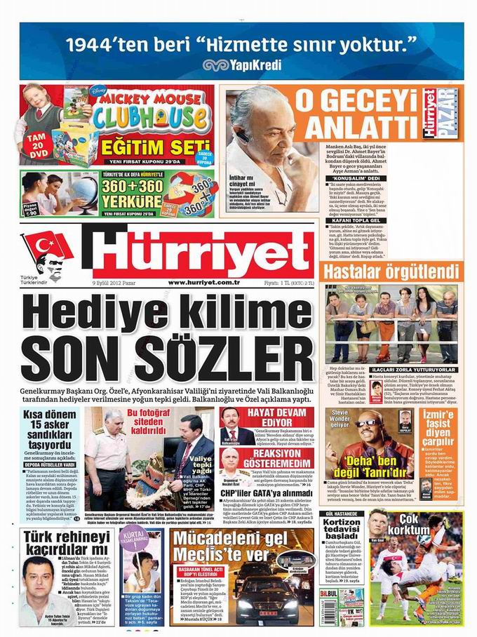 Gazete Manşetleri - 9 Eylül Pazar 16