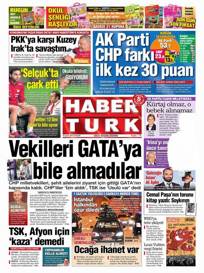 Gazete Manşetleri - 9 Eylül Pazar 17