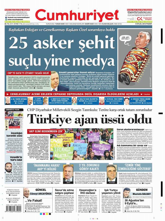Gazete Manşetleri - 9 Eylül Pazar 19