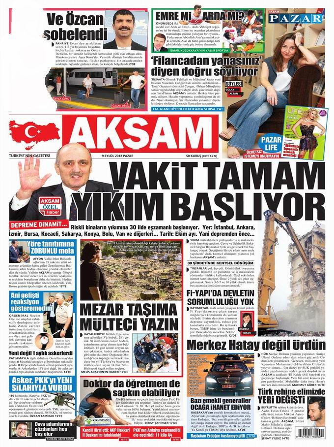 Gazete Manşetleri - 9 Eylül Pazar 22