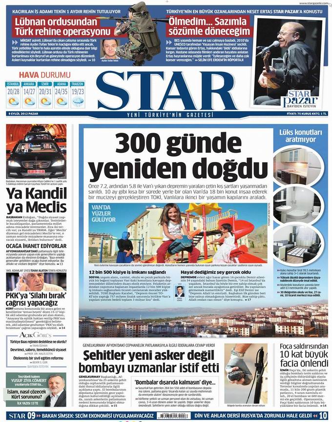 Gazete Manşetleri - 9 Eylül Pazar 8