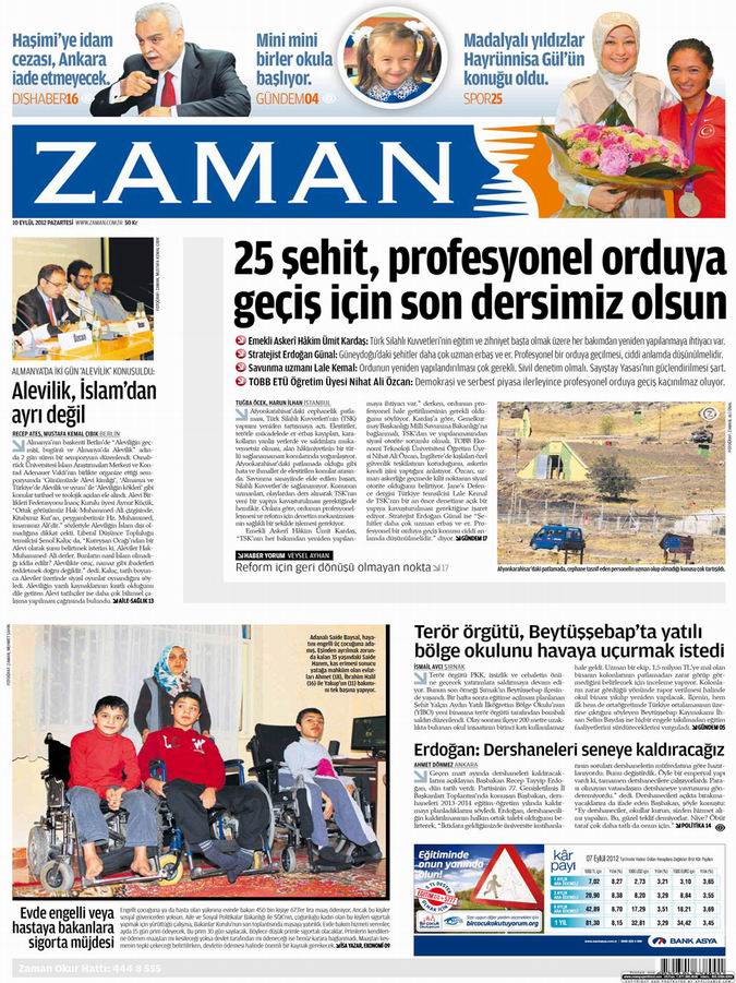 Gazete Manşetleri - 10 Eylül Pazartesi 1