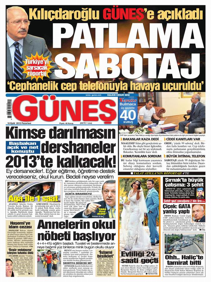 Gazete Manşetleri - 10 Eylül Pazartesi 19