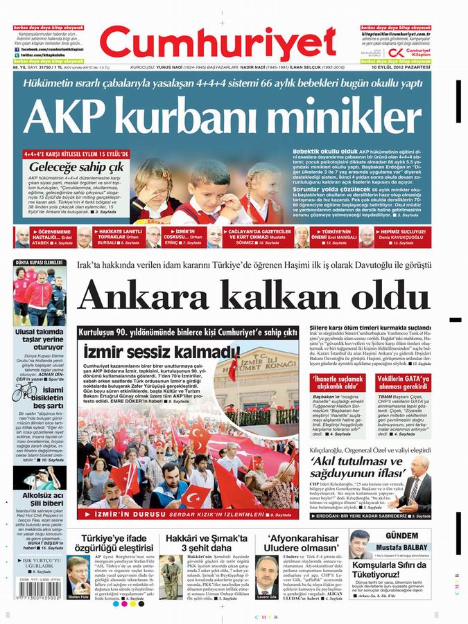 Gazete Manşetleri - 10 Eylül Pazartesi 20