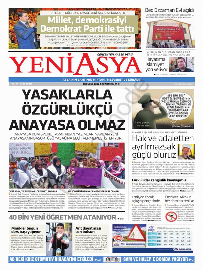 Gazete Manşetleri - 10 Eylül Pazartesi 3