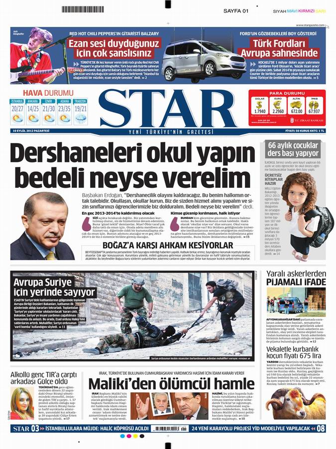 Gazete Manşetleri - 10 Eylül Pazartesi 9