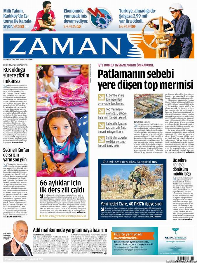 Gazete Manşetleri - 11 Eylül Salı 1