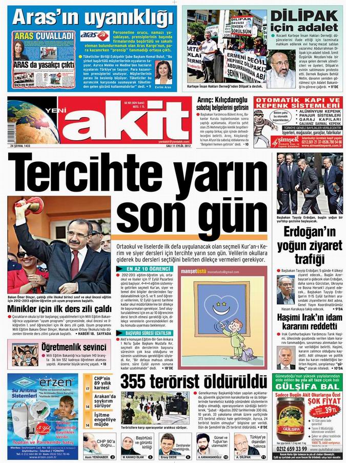 Gazete Manşetleri - 11 Eylül Salı 4