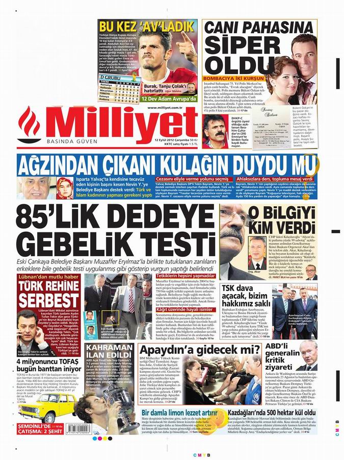 Gazete Manşetleri - 12 Eylül Çarşamba 15