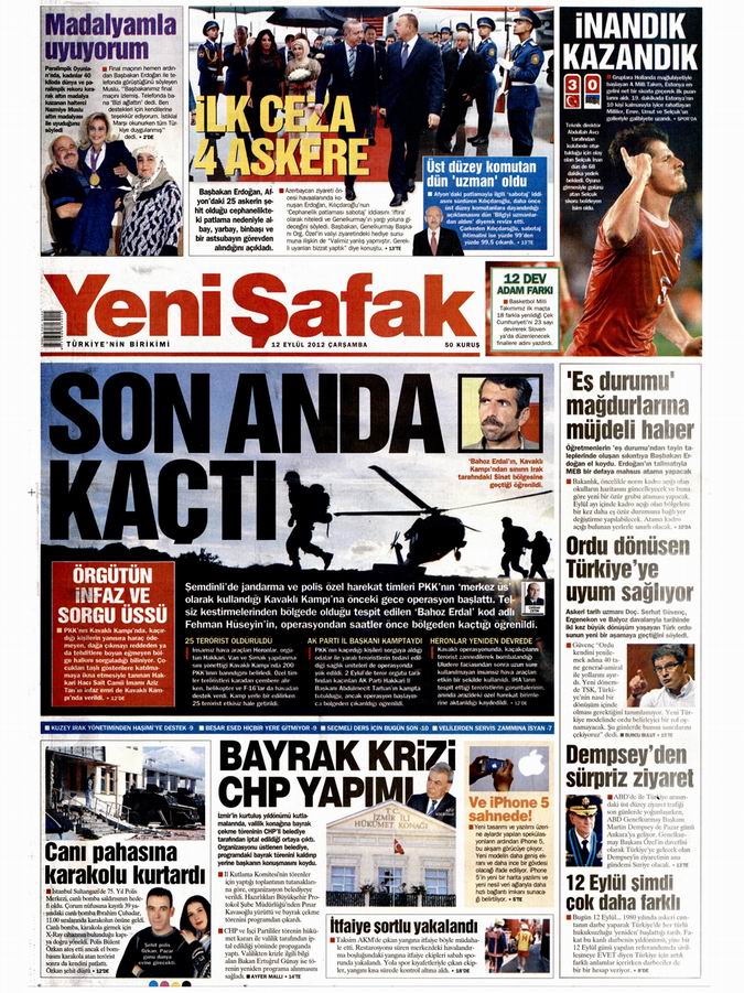 Gazete Manşetleri - 12 Eylül Çarşamba 2