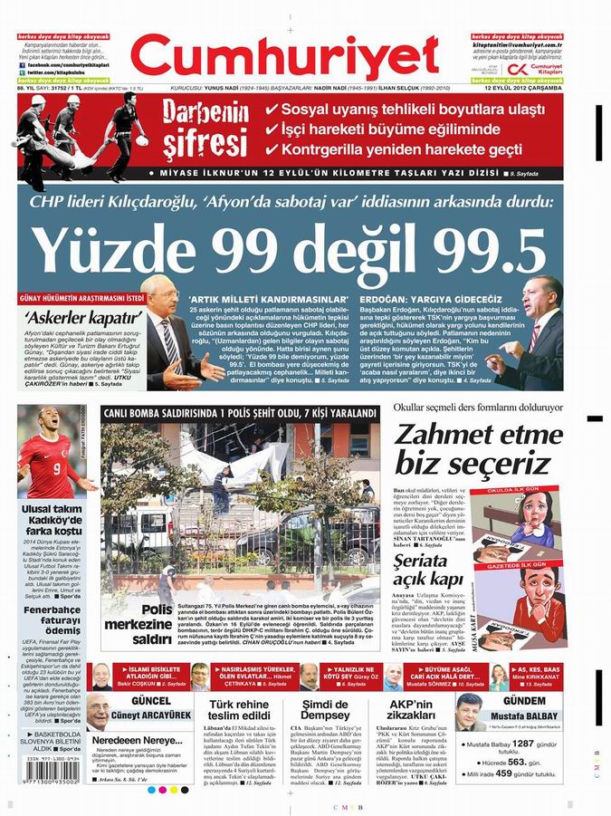 Gazete Manşetleri - 12 Eylül Çarşamba 22