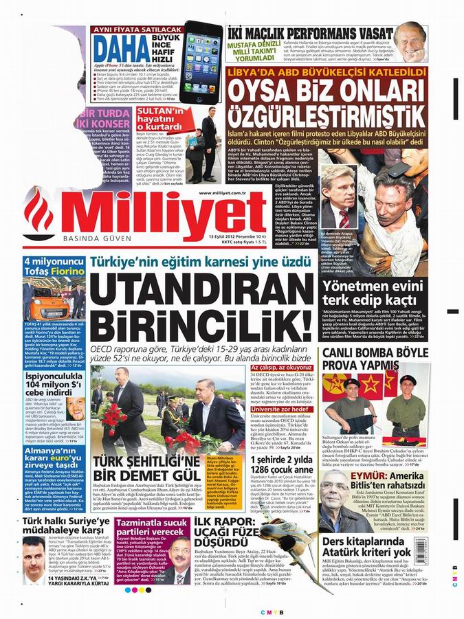 Gazete Manşetleri - 13 Eylül Perşembe 13