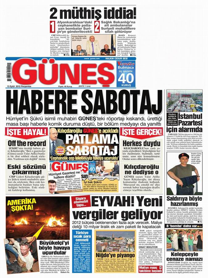 Gazete Manşetleri - 13 Eylül Perşembe 18