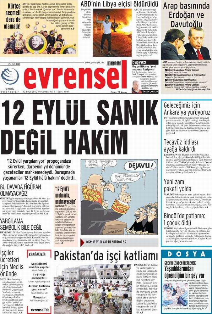 Gazete Manşetleri - 13 Eylül Perşembe 19
