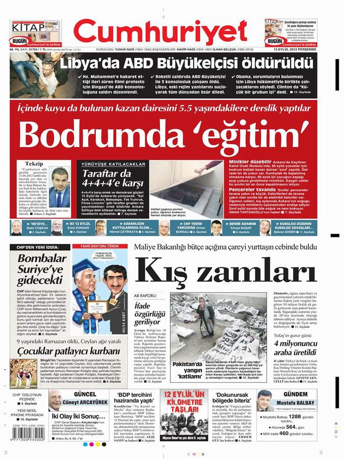 Gazete Manşetleri - 13 Eylül Perşembe 20