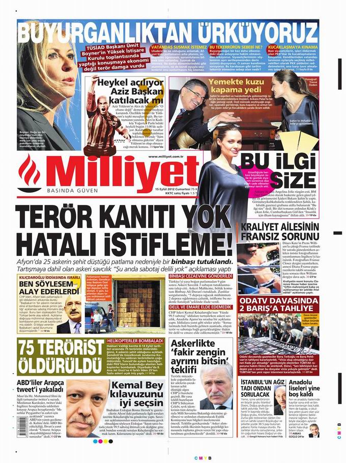 Gazete Manşetleri - 15 Eylül Cumartesi 15