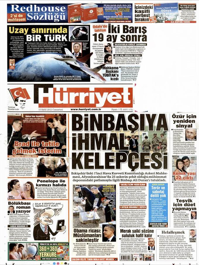 Gazete Manşetleri - 15 Eylül Cumartesi 18
