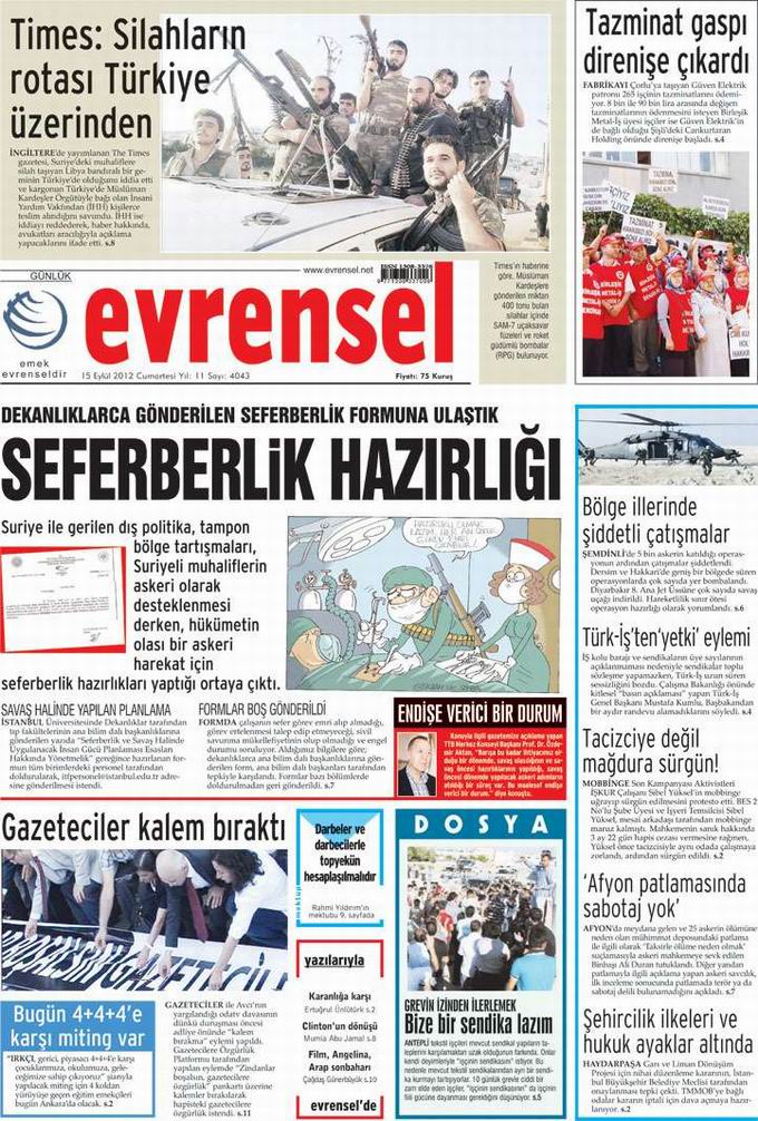 Gazete Manşetleri - 15 Eylül Cumartesi 21