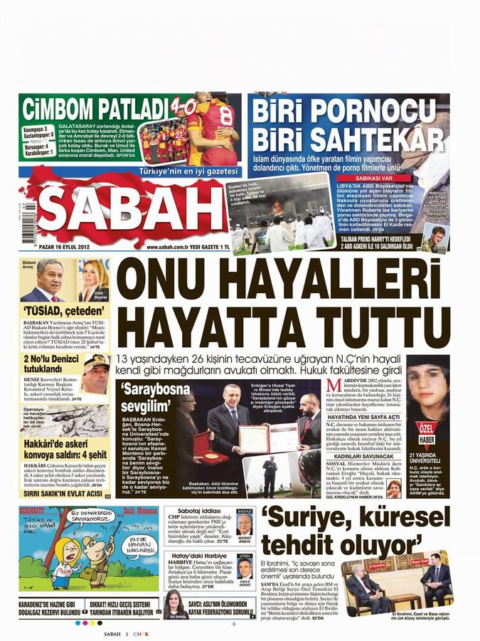 Gazete Manşetleri - 16 Eylül Pazar 11