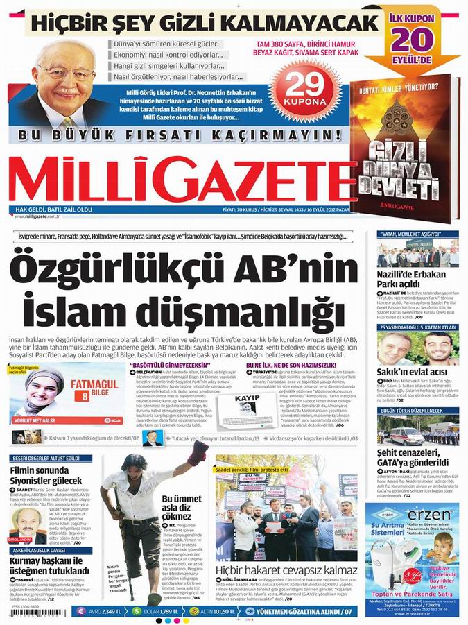 Gazete Manşetleri - 16 Eylül Pazar 16