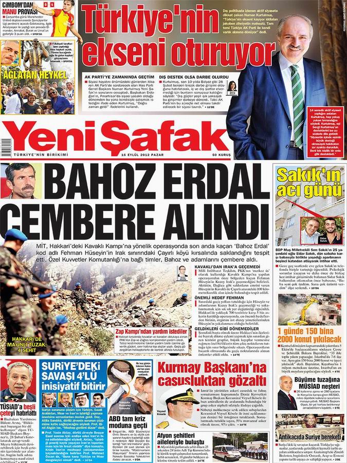 Gazete Manşetleri - 16 Eylül Pazar 2