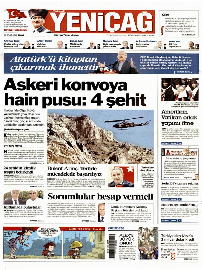 Gazete Manşetleri - 16 Eylül Pazar 6