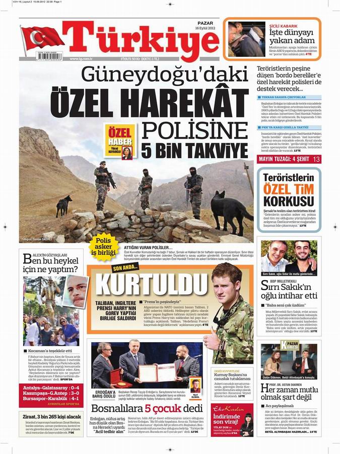 Gazete Manşetleri - 16 Eylül Pazar 7
