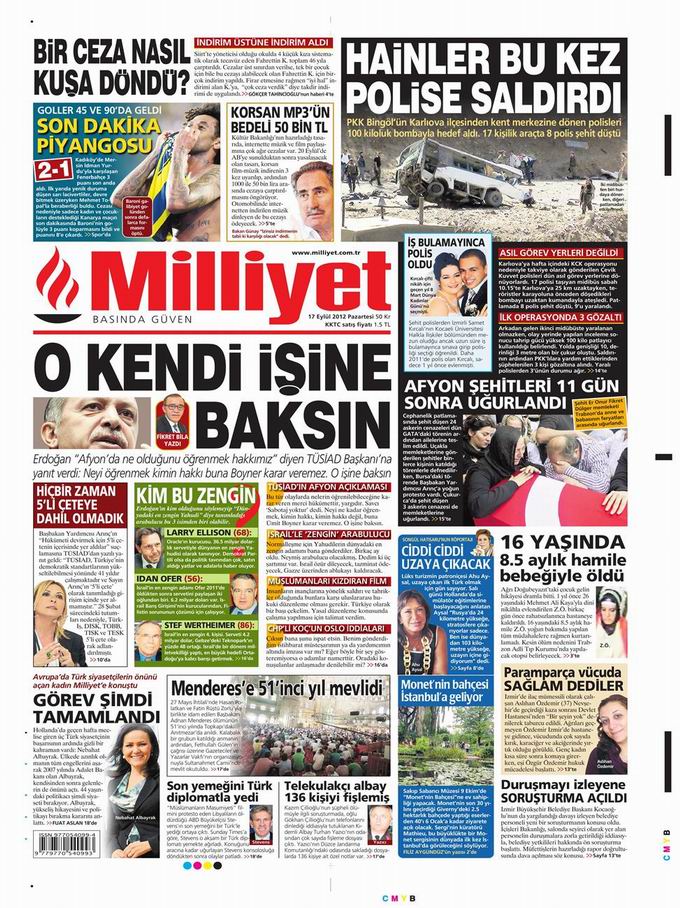 Gazete Manşetleri - 17 Eylül Pazartesi 15