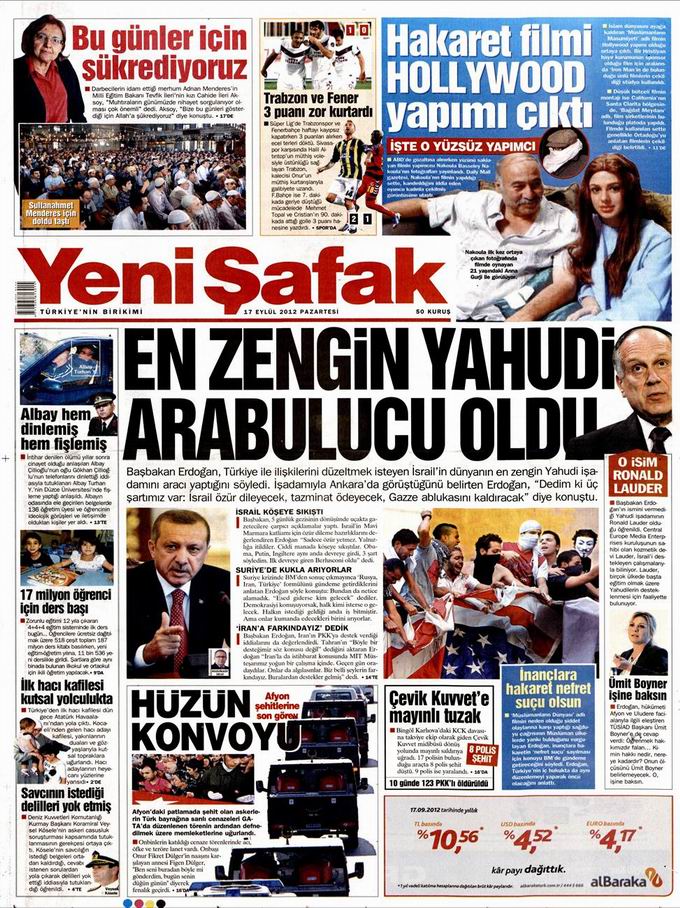 Gazete Manşetleri - 17 Eylül Pazartesi 2