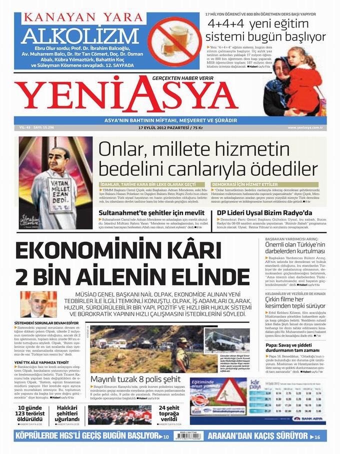 Gazete Manşetleri - 17 Eylül Pazartesi 3