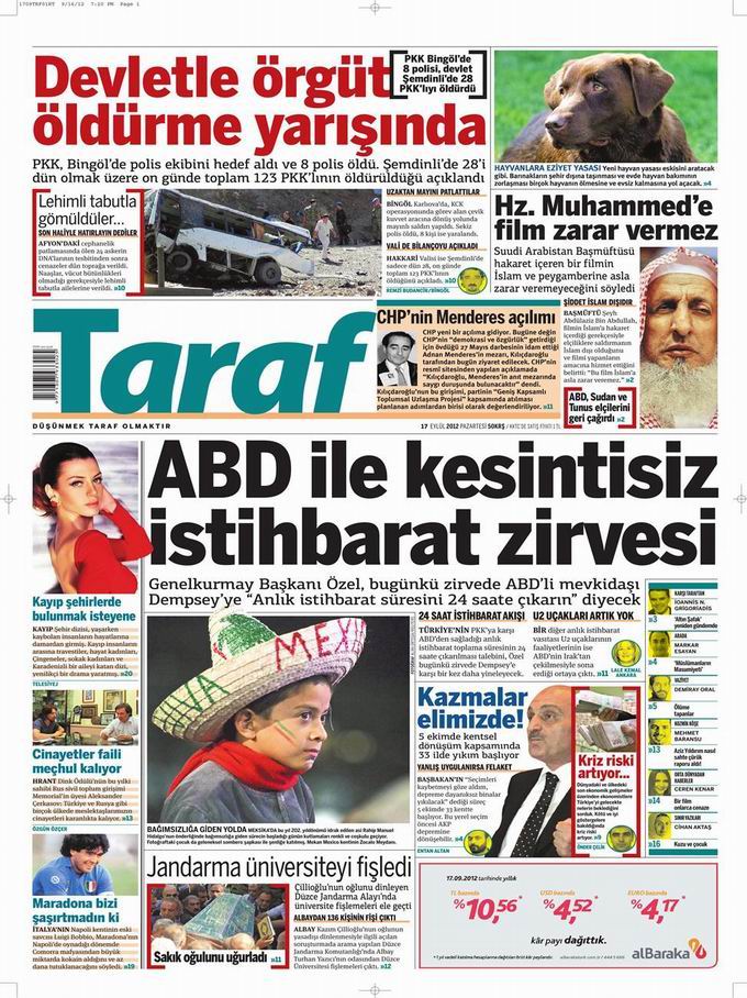 Gazete Manşetleri - 17 Eylül Pazartesi 8