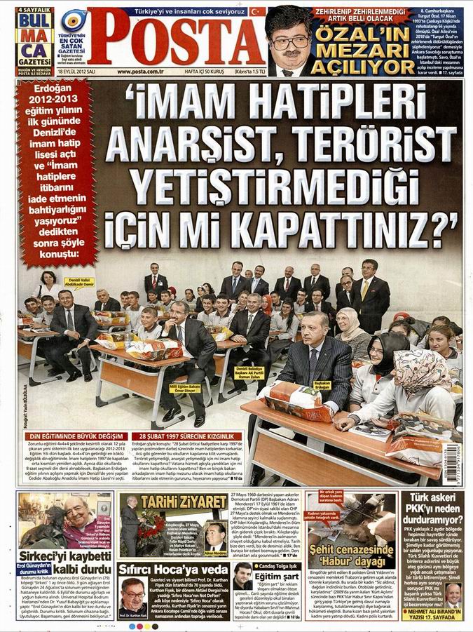 Gazete Manşetleri - 18 Eylül Salı 12
