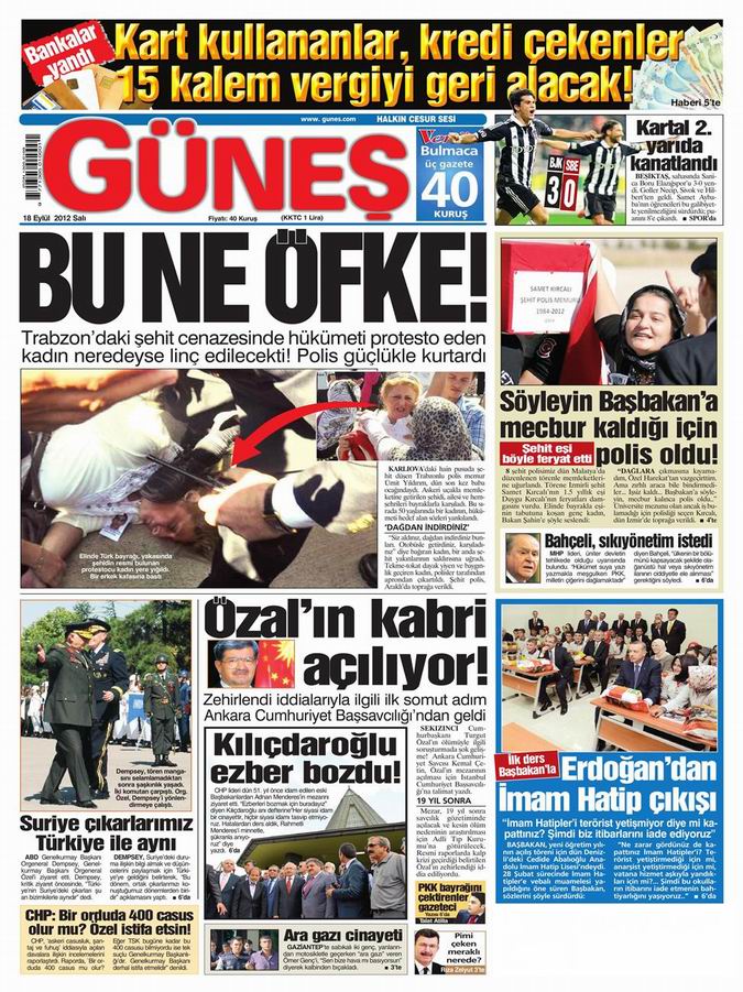 Gazete Manşetleri - 18 Eylül Salı 19