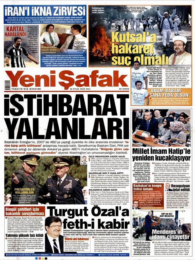 Gazete Manşetleri - 18 Eylül Salı 2