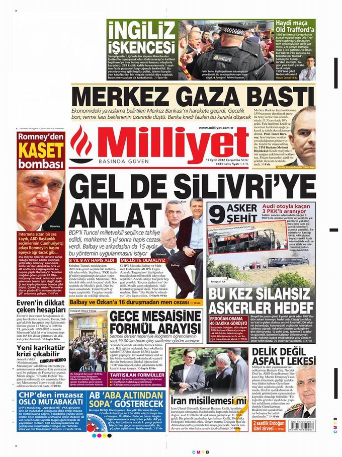 Gazete Manşetleri - 19 Eylül Çarşamba 15