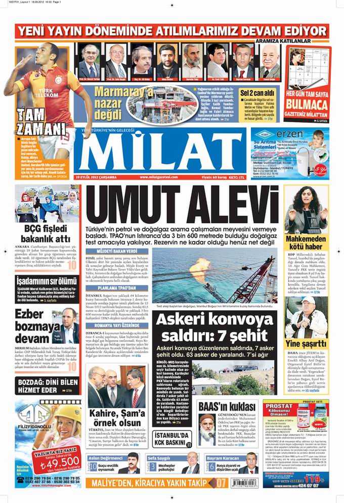 Gazete Manşetleri - 19 Eylül Çarşamba 17