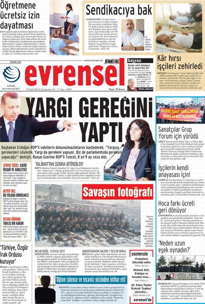 Gazete Manşetleri - 19 Eylül Çarşamba 21